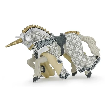 Image of Papo MEDIEVAL FANTASY 39916 Weapon Master Unicorn Horse Figurine, Multicolour