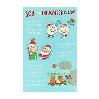 Image of Son and Daughter in Law Christmas Card Special Couples Funny Festive Poem
