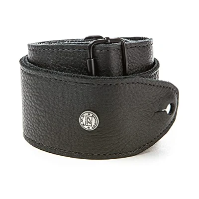 Image of Jim Dunlop BMF Deluxe 3.5 Inch Black Leather and Brass Guitar Strap (BMF16BK)