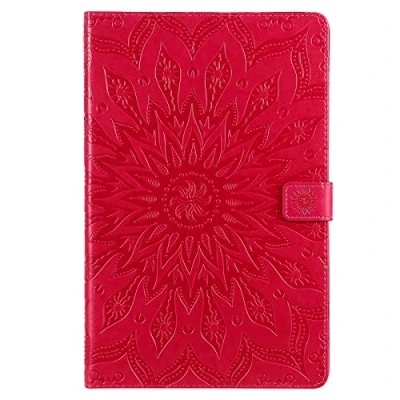 Image of BAUBEY Case for Samsung Galaxy Tab S6 T860 2019, Slim Magnetic Wallet Stand Cover SM T860/T865 10.5 Inch[Auto Wake/Sleep][Multiple Angle Viewing] Mandala Flower (Red)
