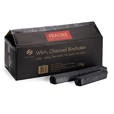 Image of Ken Chiku White Charcoal Binchotan 10Kg Briquettes Perfect For BBQ Long Burn Time Smoke Free and Odorless Restaurant Quality Easy Burning Grills