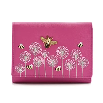 Image of Mala Leather Moonflower Tri Fold Bee Purse 3552 56 (Pink)