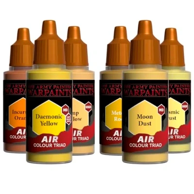 Image of The Army Painter, Airbrush Primary Bundle Yellow, 2 Colour Air Triads with 6 x 18 ml Pre Thinned Acrylic Spray Gun Paints Paint Sprayer for D&amp;D &amp; Warhammer Miniatures