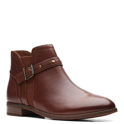 Image of Clarks Women&#039;s Trish Chelsea Fashion Boot, Dark Tan Leather, 5 UK