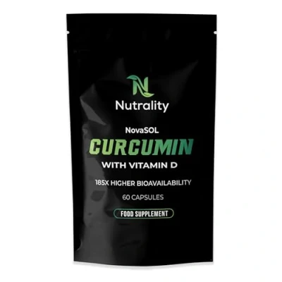 Image of Nutrality Turmeric Curcumin Supplement 1000mg NovaSOL Extra Strength &amp; Bioavailable Natural Anti Inflammatory with Vitamin D3 Relieve Joint Pain Increase Energy 60 Vegan Liquid Filled Capsules