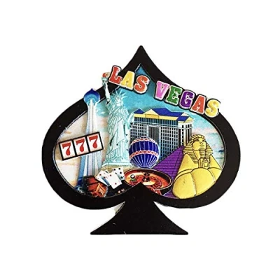 Image of Las Vegas USA 3D Playing Card Spade Refrigerator Magnet Souvenirs Handmade Resin Magnetic Stickers Home Kitchen Decoration,Las Fridge Collection Gift