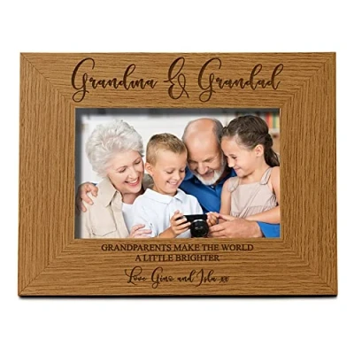 Image of ukgiftstoreonline Personalised Grandma and Grandad Wooden Photo Frame Gift (8 x 10 Inch)