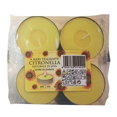 Image of 2 X Candles Maxi TEALIGHTS CITRONELLA,10HR Pack of 4