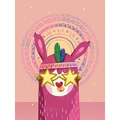 Image of Wee Blue Coo Llama Pink Fashion Art Print Poster Wall Decor 12X16 Inch