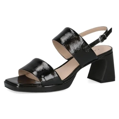 Image of CAPRICE Women&#039; 9 28314 42 Heeled Sandal, Black (Black Patent), 7.5 UK