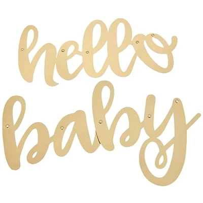 Image of Hello Baby Gold Foil Script Banner for Showers (106cm) Elegant &amp; Shimmering Design Perfect Celebration Decor 1 Pc