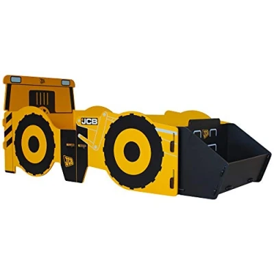 Image of JCB Children&#039;s Bed, Happy Beds Yellow Digger Kids Single Bed 90 x 190 cm with Foam Mattress