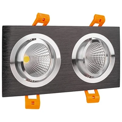 Image of TEKLED LED Tilt Recessed Rectangle Downlight 2 Way IP20 CRI90 Black / 4000K Cool White x 5 W