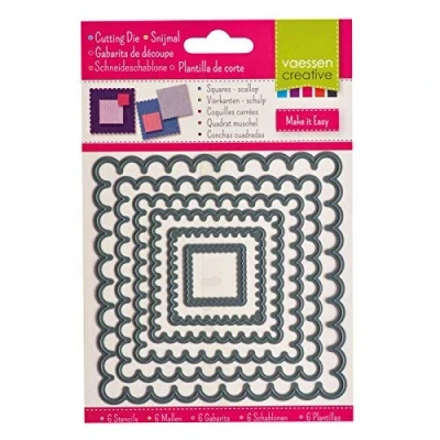 Image of Vaessen Creative Shape cutting dies squares scallop, Steel, Black, 12x12x0.1 cm
