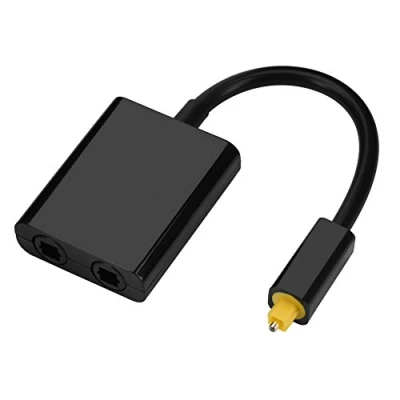 Image of ciciglow 1 In 2 Out Digital Toslink Fiber Audio Optical Splitter Cable,Dual Port Optic Adapter,Fiber Converter,Toslink Adapter Cable Black