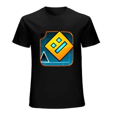 Image of Men&#039;s Geometry Dash Game Logo T Shirt Tee Size Black S