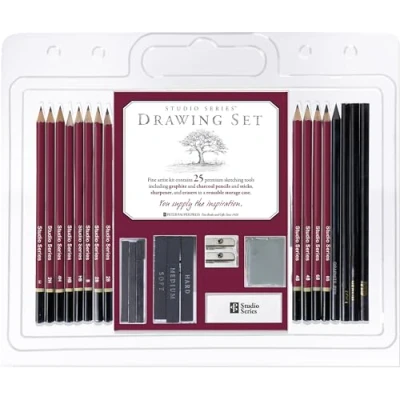 Image of Studio Series 25 Piece Sketch &amp; Drawing Pencil Set (Artist&#039;s and Charcoal Set)