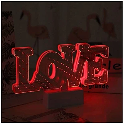 Image of zhonghua 3D Mirror Night Light, Infinity Tunnel Light,LED Light (Love)