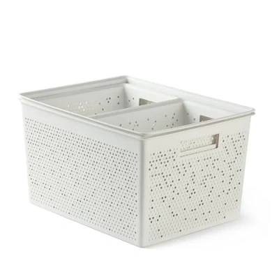 Image of TATAY Set of 4 Rectangular Organiser Boxes Bohol (2 x 4L / 1 12L 20L), Polypropylene, BPA Free, 100% Recycled Plastic. White. Measures 30 39 21,5 cm