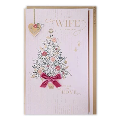 Image of Clintons: Decorative Tree, Wife Christmas Card, Xmas Card for Wife, Multi Colour, 200 x 301, 1169469