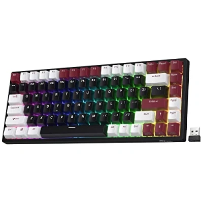 Image of RK ROYAL KLUDGE RK84 RGB Limited Edition, 75% Triple Mode BT5.0/2.4G/USB C Hot Swappable Mechanical Keyboard, 84 Keys Wireless Bluetooth Gaming Yellow Switch, Americano Black