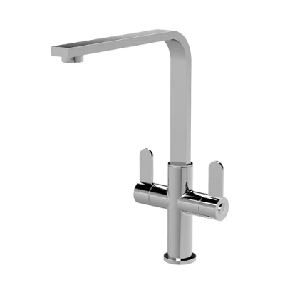 Image of Kitchen Mono Mixer Tap with 2 Lever Handles, 302mm Chrome