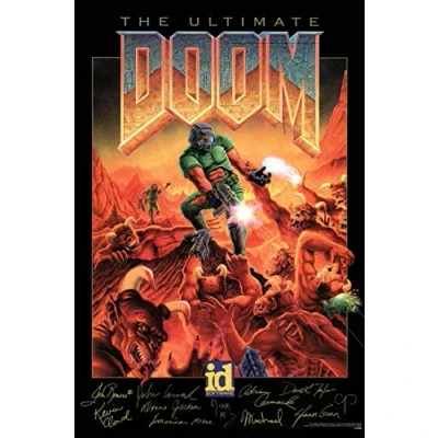 Image of Crafty Little Penguin Doom Retro Game Poster Print Wall Art A6 A5 A4 A3 A2 Maxi Classic Gaming 1055 (Maxi 61cm x 91cm)
