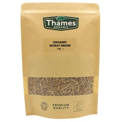 Image of Organic Wheat Grain Certified Organic, Non GMO, Vegan, No Additives, Preservatives, Resealable Bag by Thames 1kg