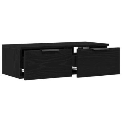 Image of vidaXL Black Oak Wall Cabinet 68x30x20 cm Made from Engineered Wood