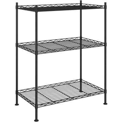Image of vidaXL 3 Tier Storage Shelf Shelving Unit Rack Black 150 kg