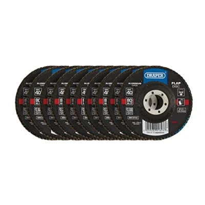 Image of Draper Aluminium Oxide Flap Discs, 115 x 22.23mm, 40 Grit (Pack of 10)