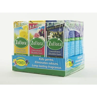 Image of 12 x Zoflora Antibacterial Disinfectant 120ml 4 Linen Fresh 2 Lavender Country Garden Bouquet Concentrate Bottles