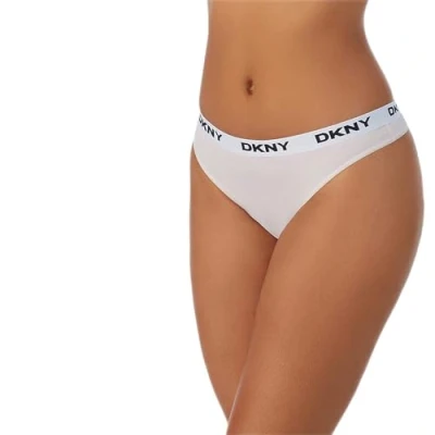 Image of DKNY Women&#039;s Microfiber Contrast Logo Thong Panties, Hot Blue/Jet Setter/Prim, M