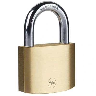 Image of Yale Y110B/60/132/1 Standard Security 60mm Brass Padlock Open Hardened Steel Shackle 3 Keys