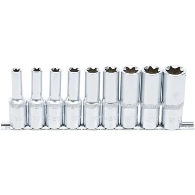 Image of BGS 2026 Socket Set, E Type, deep 12.5 mm (1/2&quot;) Drive E10 E24 9 pcs.