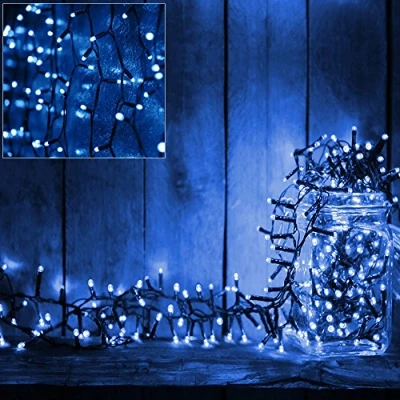 Image of Deuba® 100 LED Christmas Lights 7m Fairy Light Chain 8 Modes Battery Powered Controller with Timer Indoor &amp; Outdoor Use Bright Blue Glow