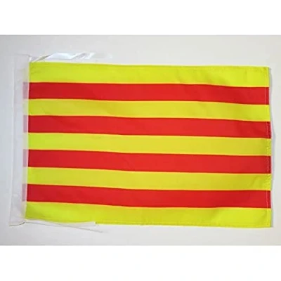 Image of AZ Flag Pyrénées Orientales 18&#039;&#039; x 12&#039;&#039; 100% Polyester French department France Small Banner with Two Cords Fade Resistant Vivid Colors 18x12 in 45x30 Cm