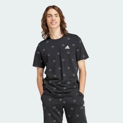 Image of adidas Men Seasonal Essentials Monogram Graphic Tee T Shirt, XL Tall, 3 inch Black