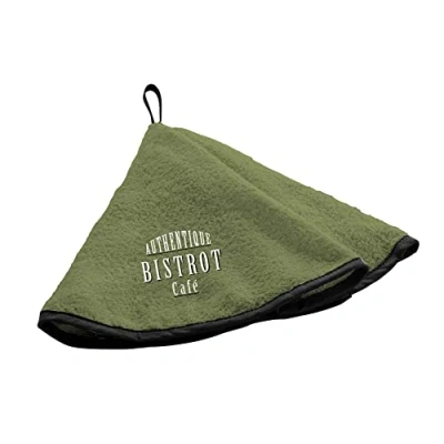 Image of Douceur d&#039;Intérieur, Genuine Khaki Round Hand Towel Diameter 60 cm Embroidered Sponge