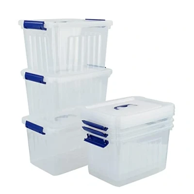 Image of Xyskin 6 Packs 12 L Plastic Storage Box, Latch Lidded Box with Handles, Clear, f