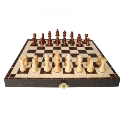 Image of VEVOR Magnetic Wooden Chess Set, 12 Inch Game 2 Extra Queens Beginner Folding Board Games with Pieces, Storage Slots, and Box, Portable Travel Gift for Adults Kids