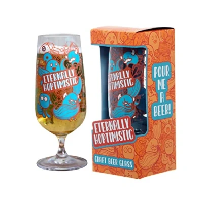 Image of Boxer Gifts &#039;Hoptimistic&#039; Novelty Craft Beer Glass Gift for Him