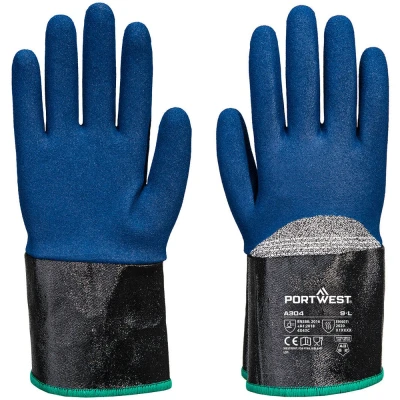Image of Portwest Grip C13 Nitrile Foam Extend Cuff Glove Grey/Blue 3XL