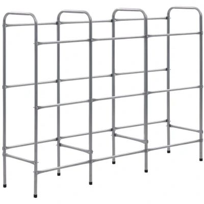 Image of vidaXL Storage Shelf for 9 Crates Silver 145x33x116 cm Steel