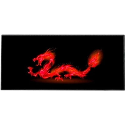 Image of Silent Monsters Mouse Mat Size XX Large 900 x 400 mm, Pad Design: Blue Dragon, Stitched Edges, Mousemat for Office and Gaming, Mousepad Non Slip Rubber Base, Desk XXL