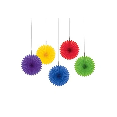 Image of Amscan 29056 90 55 Dec Fan Mini Rainbow 5 Pack