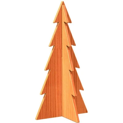 Image of vidaXL Wooden Christmas Tree for Decoration Wax Brown 59.5 cm Solid Wood Pine