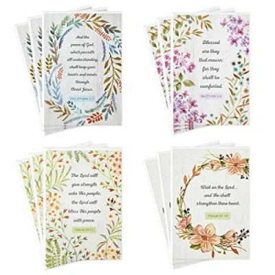 Image of DaySpring Assorted Religious Sympathy Cards, Floral Wreaths (12 Cards with Envelopes)