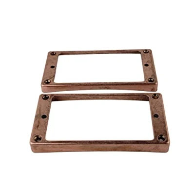 Image of Guyker Curved Bottom Metal Humbucker Pickup Mounting Ring Set Bridge and Neck Pickups Cover Frame Replacement Compatible with Les Paul LP Style Electric Guitar(2PCS, bronze)