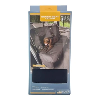 Image of Kurgo Wander Bench Seat Cover, Dog Car Protector, Waterproof &amp; Stain Resistant, Secure Fit, Black